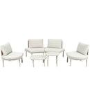 6 Piece Patio Set, Half Moon Outdoor Sectional Sofa With 2 High Low Coffee Tables, 4 Pillows & Cushions by HouseOfZazla
