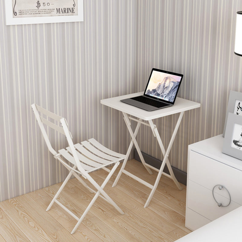 3 Piece Patio Bistro Set of Foldable Square Table and Chairs, White