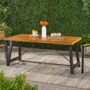 Outdoor Dining Table With Slat Wooden Panel And Turnbuckle Accents - Teak by HouseOfZazla