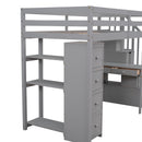 Loft Bed With Storage Drawers, Desk And Stairs With Shelves