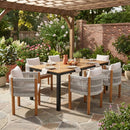 7 Piece Outdoor Dining Set With Table And 6 Chairs - Beige / Teak / White by HouseOfZazla