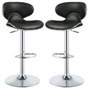 Bar Stool With Curved Design, Height Adjustable & Swivel Base (Set of 2) - Black