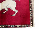 4 X 6 Handmade Hand-Knotted Quality Wool Rug Zagros Lion Red Ivory Tribal Rug