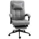 Vinsetto - Executive Linen-Feel Fabric Office Chair High Back Swivel Task Chair With Adjustable Height Upholstered Retractable Footrest, Headrest And Padded Armrest - Light Gray by HouseOfZazla