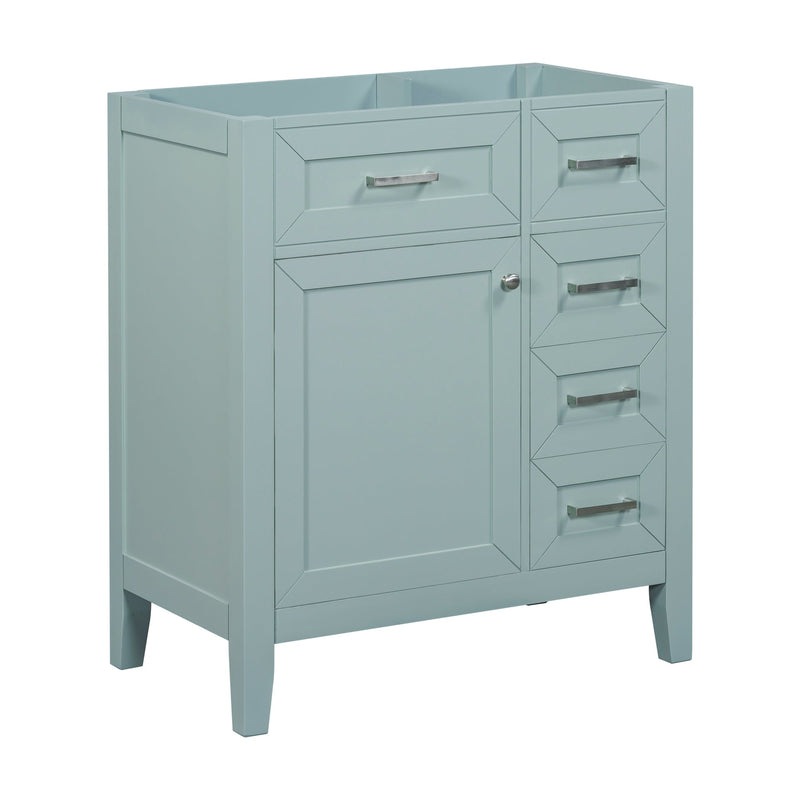 30" Bathroom Vanity without Sink, Cabinet Base Only, Bathroom Cabinet with Drawers, Solid Frame and MDF Board, Green