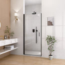 24" W x 72" H Semi-Frameless Circular Pivot Shower Door in Matte Black by HouseOfZazla