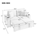 Modern 2 Seater Loveseat Sofa With Pull-Out Bed, Fabric, Built-In USB Ports & Cup Holders by Unique Piece Furniture