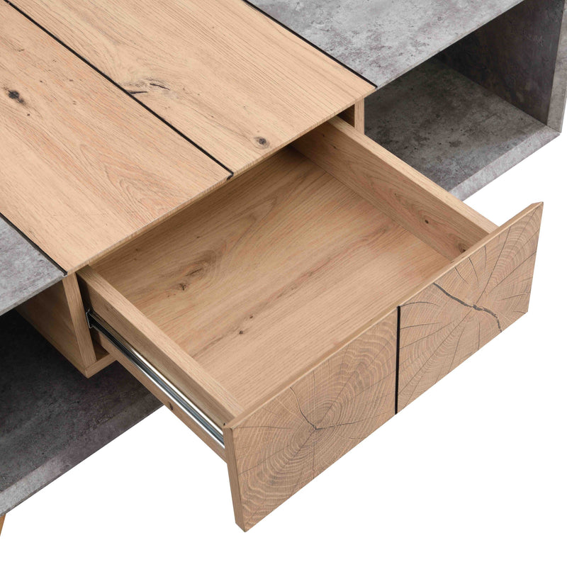 43.31" Luxury Coffee Table with Drawer, Farmhouse & Industrial Table, Rectangular Table for Living Room