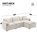 Modular Sectional With Deep And Wide Seat, Cloud Couch Set With Double Cushions Sofa With Movable Ottoman by HouseOfZazla