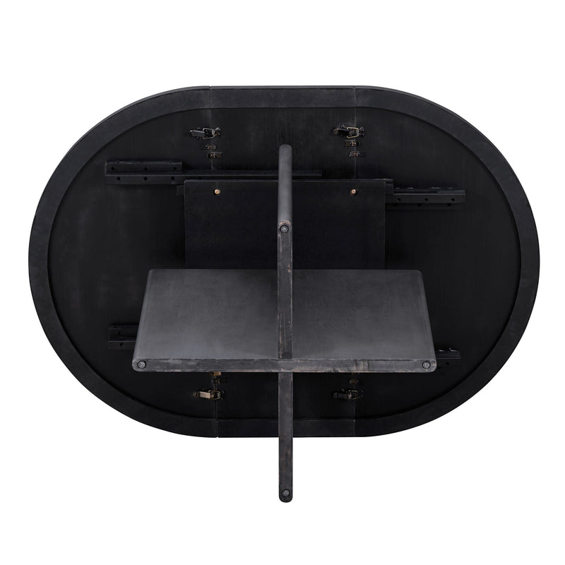 5-Piece Retro Functional Dining Set, 1 Extendable Table with a 16-inch Leaf and 4 Upholstered Chairs for Dining Room and Kitchen (Gray)