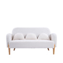 59.1" Teddy Velvet Beige Two-Seater Sofa with Three Lumbar Pillows