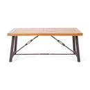 Outdoor Dining Table With Slat Wooden Panel And Turnbuckle Accents - Teak