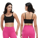 Women Strap Sport Bras Padded StrappyÊCrop Square Neck Low Impact Bras SexyÊFitnessÊTank Tops with Removable Pads Flat Straps for Gym Yoga Workout Run