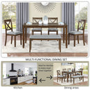 6 Pieces Kitchen Dining Set, Rectangular Wooden Dining Table With 4 Chairs And A Bench by Unique Piece Furniture