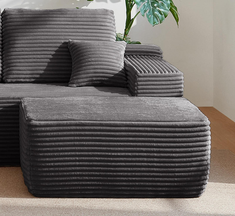 Grey Plush Ottoman, photo 2 of 5