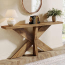 Long Console Table With Geometric Base - Oak by HouseOfZazla