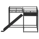 L-Shaped Bunk Bed with Slide and Short Ladder, Black