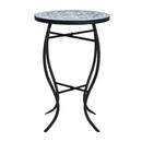 Outdoor Round Side Table With Mosaic Style Top And Curved Iron Legs