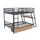 Full Size Bunk Bed With Built In Desk, Light, And 2 Drawers - Black by HouseOfZazla