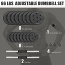 66 Lbs Fitness Dumbbell Weight Set with Adjustable Weight Plates and Handle by LJGDeals