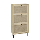 Modern Rattan 3 Door Shoe Rack Cabinet For Entryway by Unique Piece Furniture