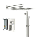 Wall Mounted Shower System With Adjustable Slide Bar And Rough In Valve, 12" Square Design - Brushed Nickel by HouseOfZazla