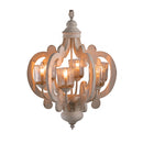 Farmhouse Chandelier, 6 Light Wood Chandelier Pendant Light Fixture With Adjustable Chain For Dining Room Living Room Entryway, Bulb Not Included by Unique Piece Furniture