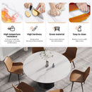 59.05" Modern Artificial Stone Round Carbon Steel Base Dining Table - White / Black by HouseOfZazla