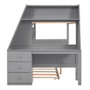 Bunk Bed With Trundle And Built In Desk, 3 Storage Drawers And Shelf by HouseOfZazla
