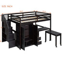 Loft Bed With Stairs, Bookshelf, Drawers, Desk & Wardrobe, Space Saving Multifunctional Furniture by HouseOfZazla