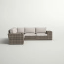 Wide Outdoor Wicker Patio Sectional With Cushions & Reversible Design - Gray by HouseOfZazla