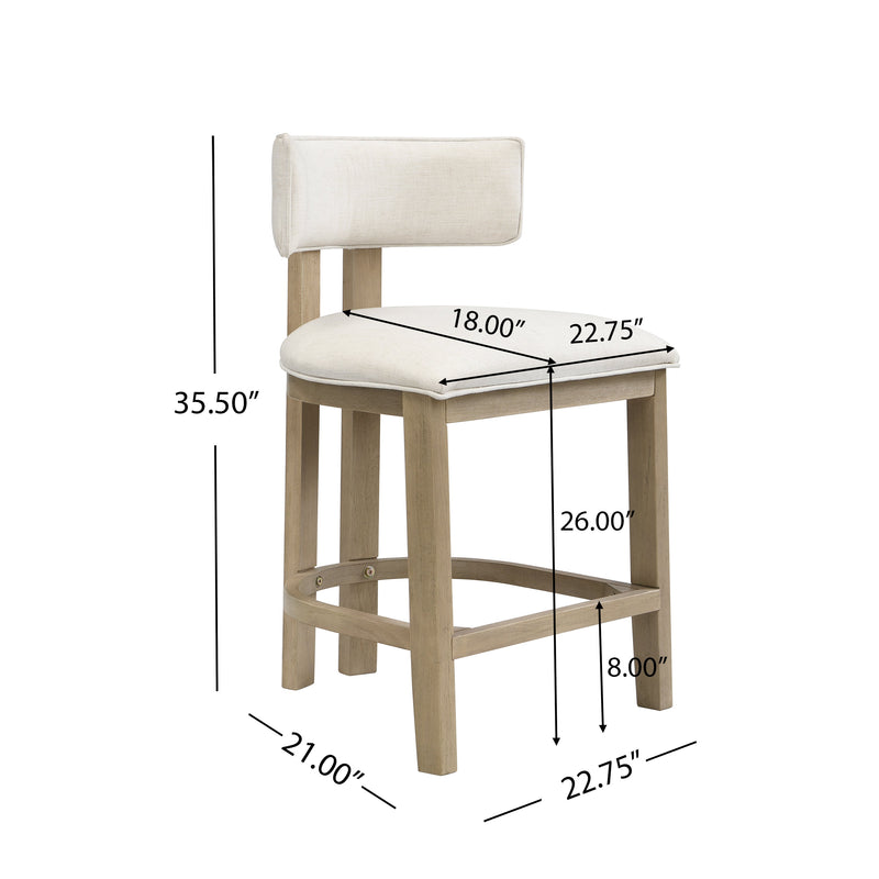 26" Counter Height Bar Stool, Upholstered Counter Stools (Set of 2) - Light Ash + Beige, photo 5 of 10