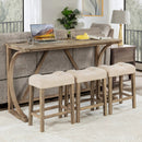 4-Piece Bar Table Set with Power Outlet, Dining Bar Table and Chairs Set, Bar Table Set with 3 Padded Stools for Living Room, Dining Room, Game Room, Brown by Montret