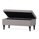 Dean Fabric Storage Wide Tufted Rectangle Ottoman - Gray by HouseOfZazla