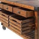 Kaif - Distressed Chestnut Kitchen Cart - Chestnut by Unique Piece Furniture