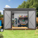 Outdoor Storage Shed, Tool House With Sloping Roof, 6 Vents And 2 Swing Doors For Backyard - Gray by HouseOfZazla