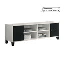 2 Tone TV Stand With Open Shelving And Concealed Storage Living Room Furniture - Black / White by HouseOfZazla