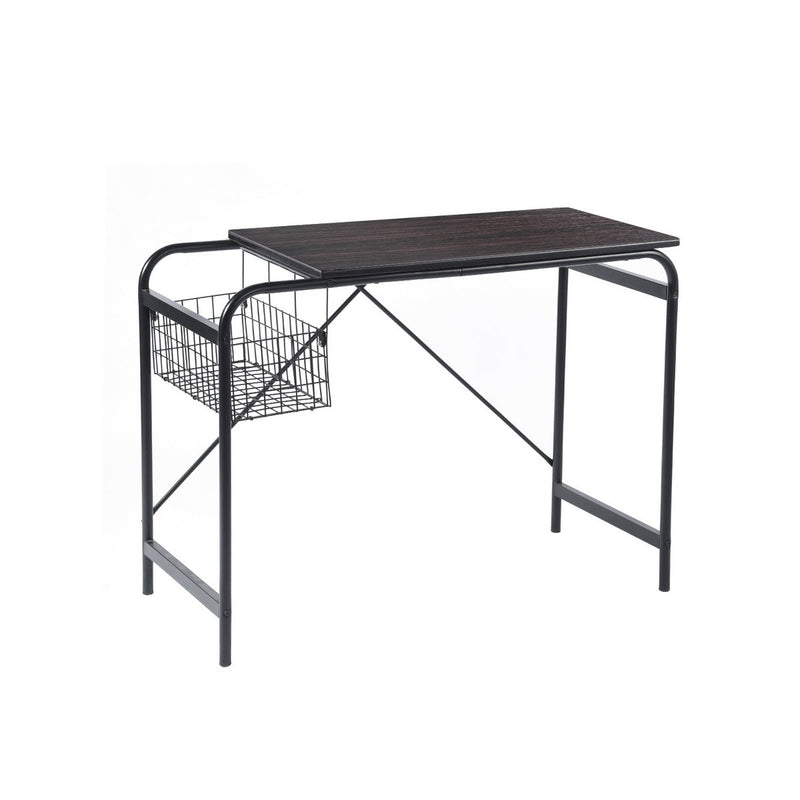 31.5" Computer Desk/ Home office desk With Wire Storage Basket - walnut & black
