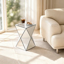 Silver Mirrored Geometric Side Table