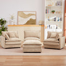 Modular L-Shaped Sectional Sofa Set with Movable Ottoman, Chenille, Coffee, 105 Inches