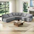 5 Seater L Shaped Sectional Sofa With Curved Corner, 7 Pillows