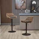 COOLMORE Modern Swivel Bar Stools Set of 2 Adjustable Counter Height Chairs with Footrest in Gray Linen