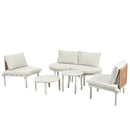 6 Piece Patio Set, Half Moon Outdoor Sectional Sofa With 2 High Low Coffee Tables, 4 Pillows & Cushions by HouseOfZazla