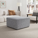 Square Upholstered Ottoman with Black-and-White Fabric by HouseOfZazla