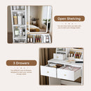 Vanity Desk Set with Lighted Mirror, 4 Drawers & Stool