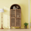 Tall Kitchen Pantry Cabinet With Hollow Carved Doors Adjustable Shelves Versatile Storage Cabinet For Kitchen - Walnut by HouseOfZazla