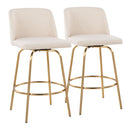 Toriano - Contemporary, Fixed Height Counter Stool With Swivel With Round Footrest (Set of 2) by HouseOfZazla