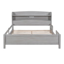 Wood Platform Bed With Built In LED Light, Storage Headboard And Guardrail by HouseOfZazla