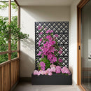 Rhombus Black Metal Planter Raised Garden Bed with Trellis by HouseOfZazla