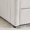 Twin Size Daybed with Trundle Upholstered Sofa Bed, with Vertical Stripes, Linen Fabric, Beige  (82.5'x43'x30')